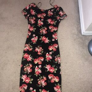 Long floral pencil dress